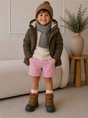 Kids Waterproof Brown & Orange Snow Boots - Carters size 10
